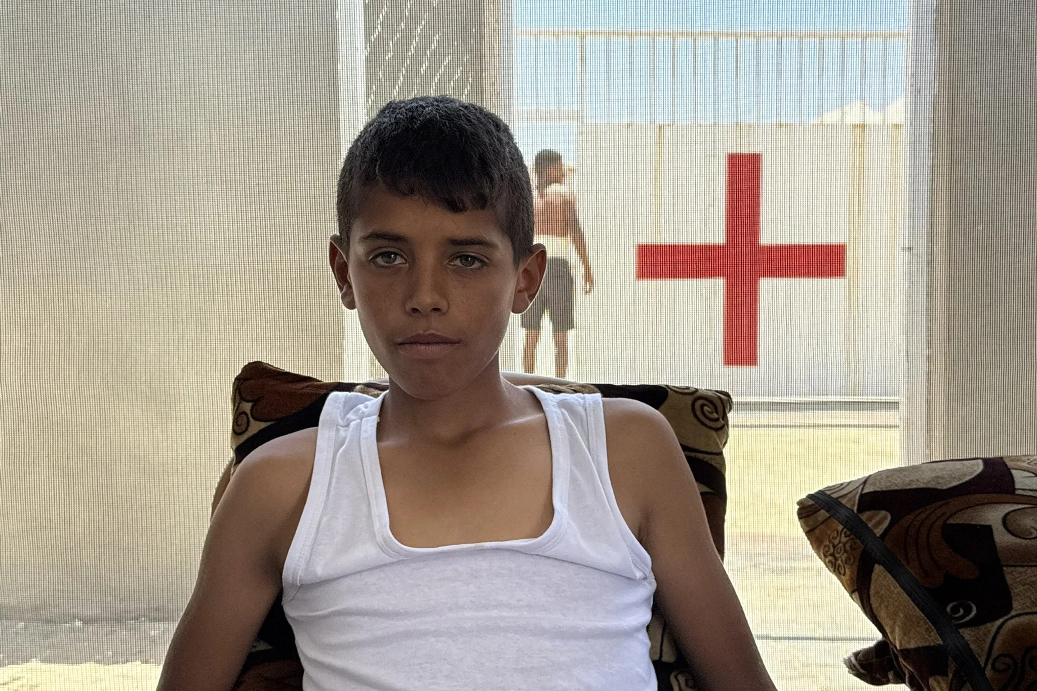 Hassam at the Gaza field hospital