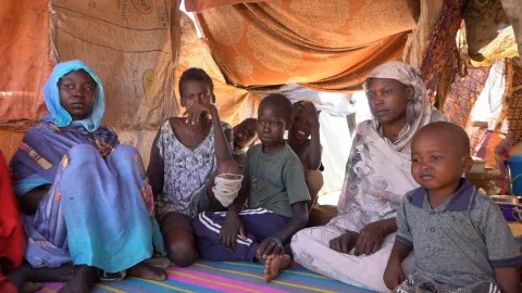 Sudan, Al Fasher, Tawila, displaced people, a mother and her children